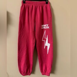NFINITY Hot Pink Athletic Sweatpants with White Lightning Graphic